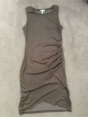Leith Brown Sleeveless Ruched Tank Dress